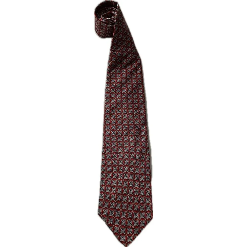 Ermenegildo Zegna Silk Red Tie Print 58” 3.5 Floral